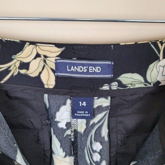 Lands' End Size 14 Floral Black Wide Leg Ankle Pants - Picture 12 of 12